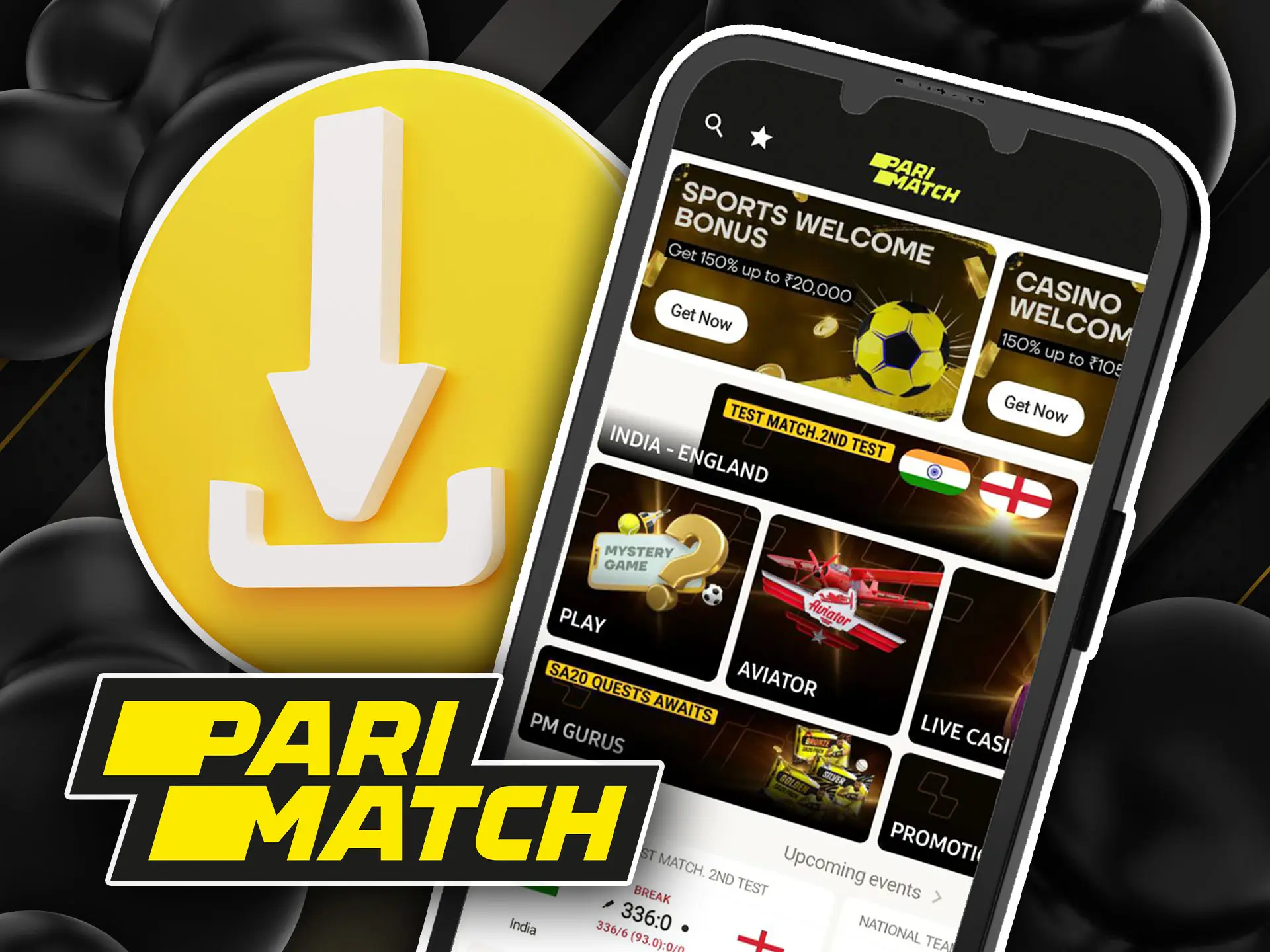 Installation on Android Parimatch for India.