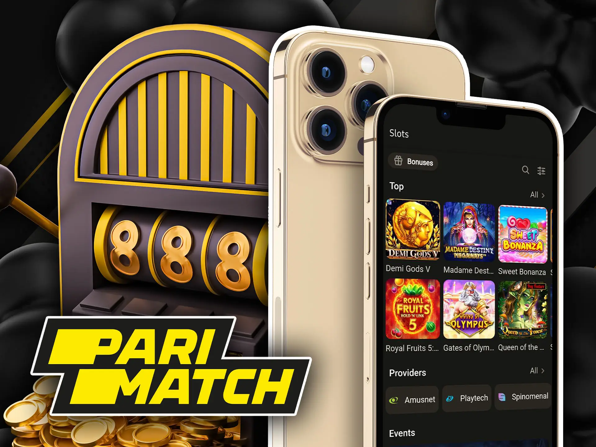 Slot games in the Parimatch app for India.