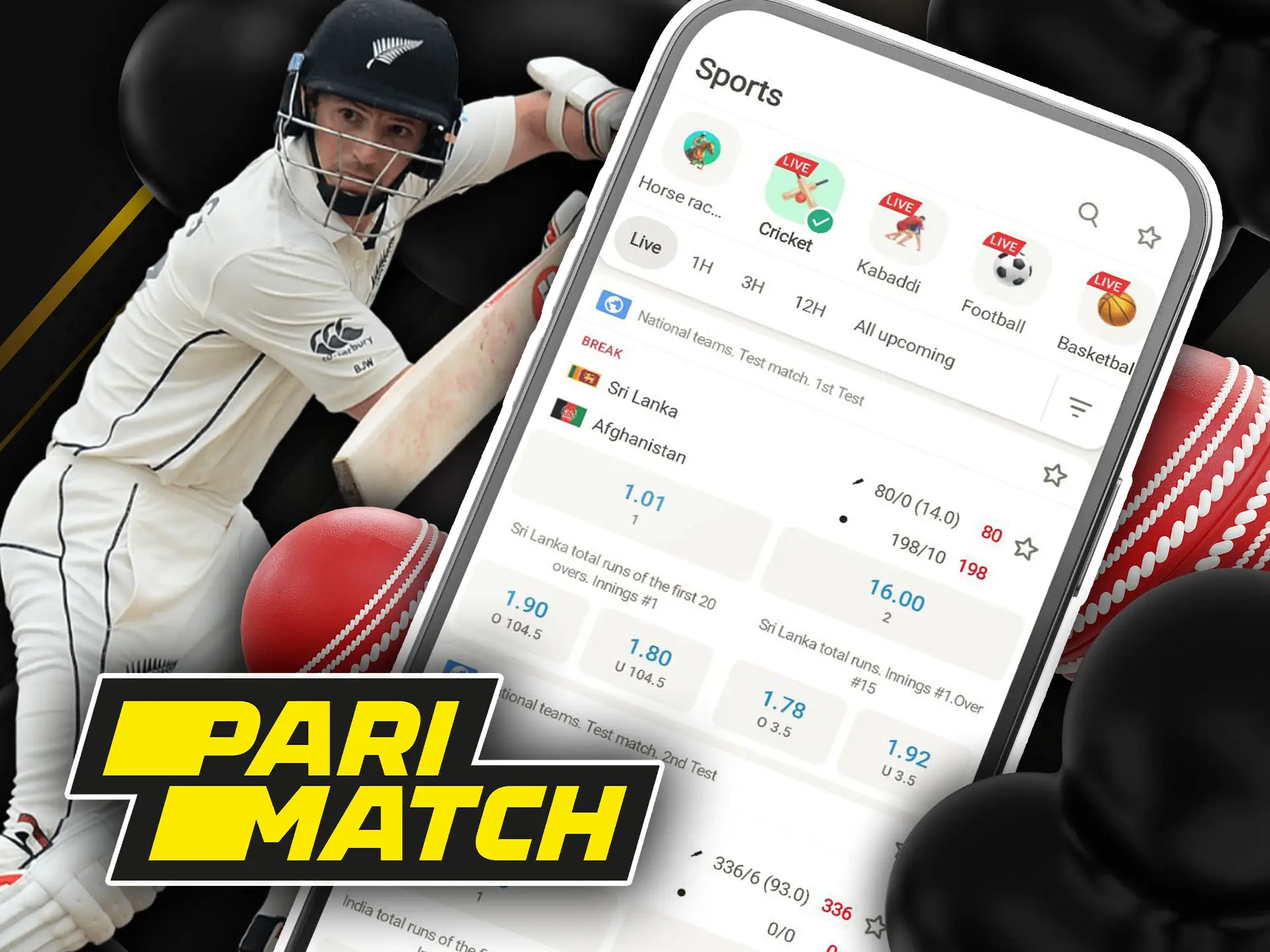 Cricket betting on Parimatch app for India.