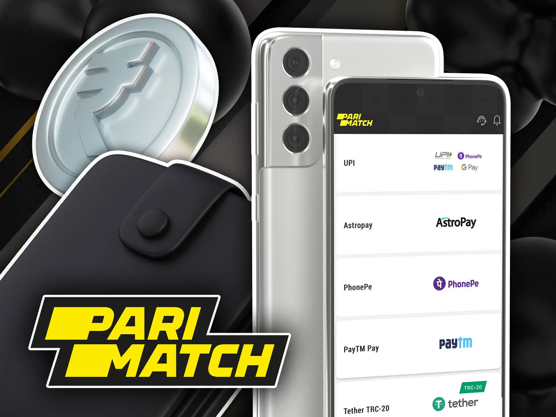 Deposit in the Parimatch mobile application in India.