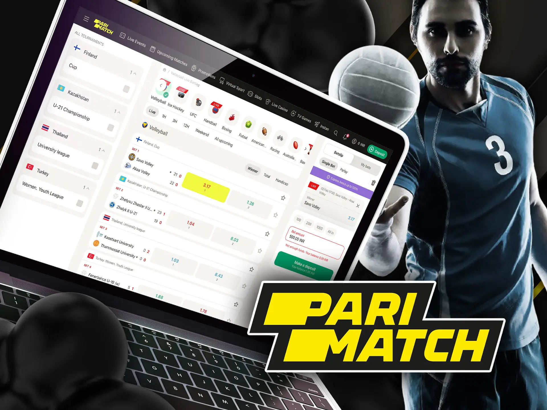 Volleyball betting at Parimatch for India.