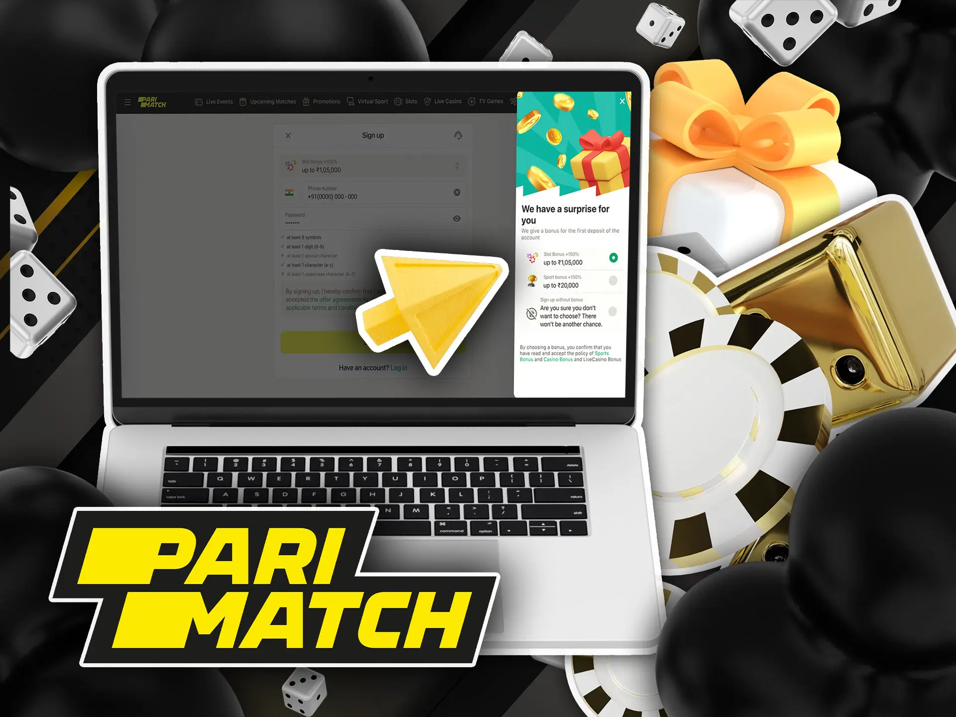 Welcome bonus for parimatch slots in india.