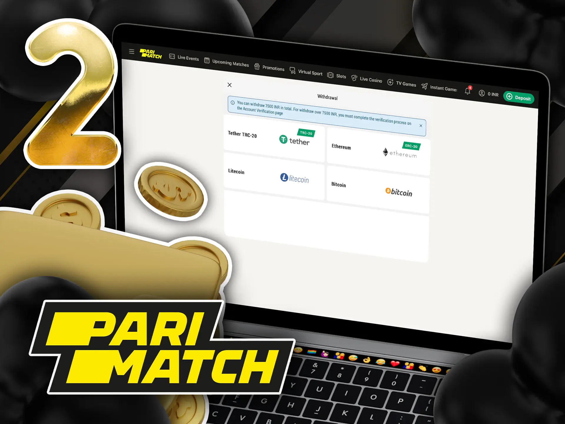 Select a withdrawal method for Parimatch in India.