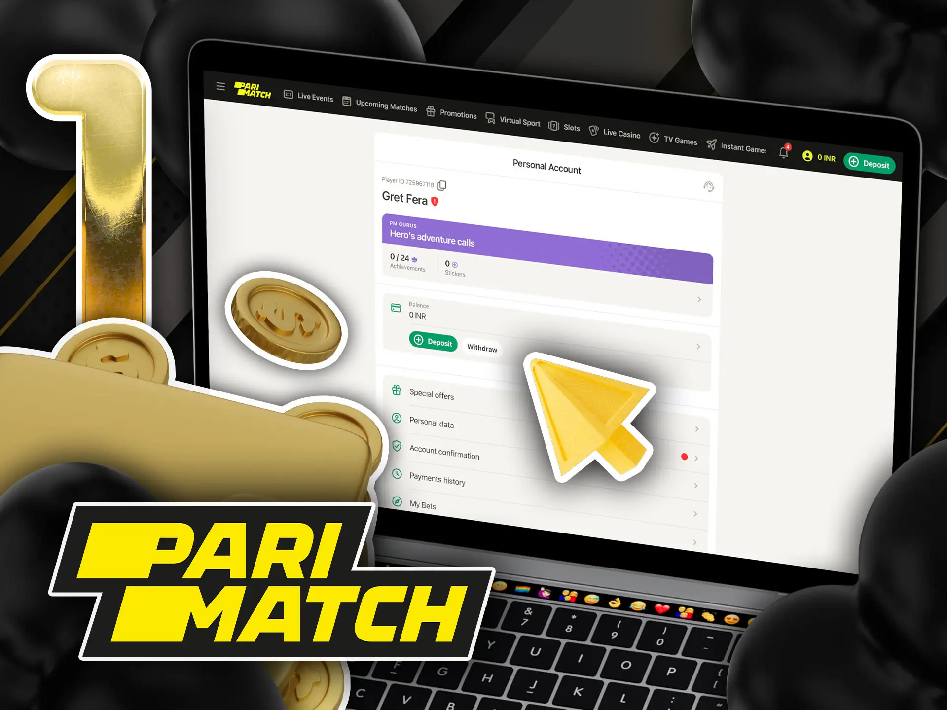 Visit the Parimatch withdrawal page in India.