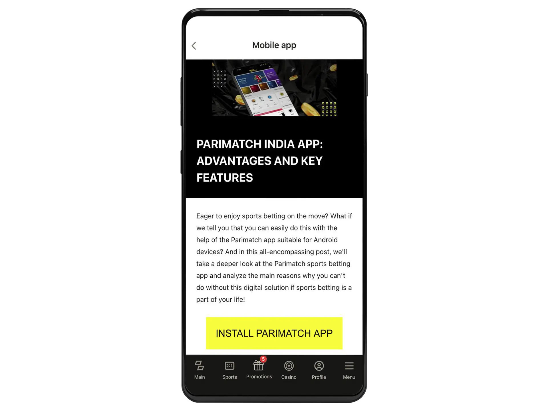 Download the Parimatch android file for India.
