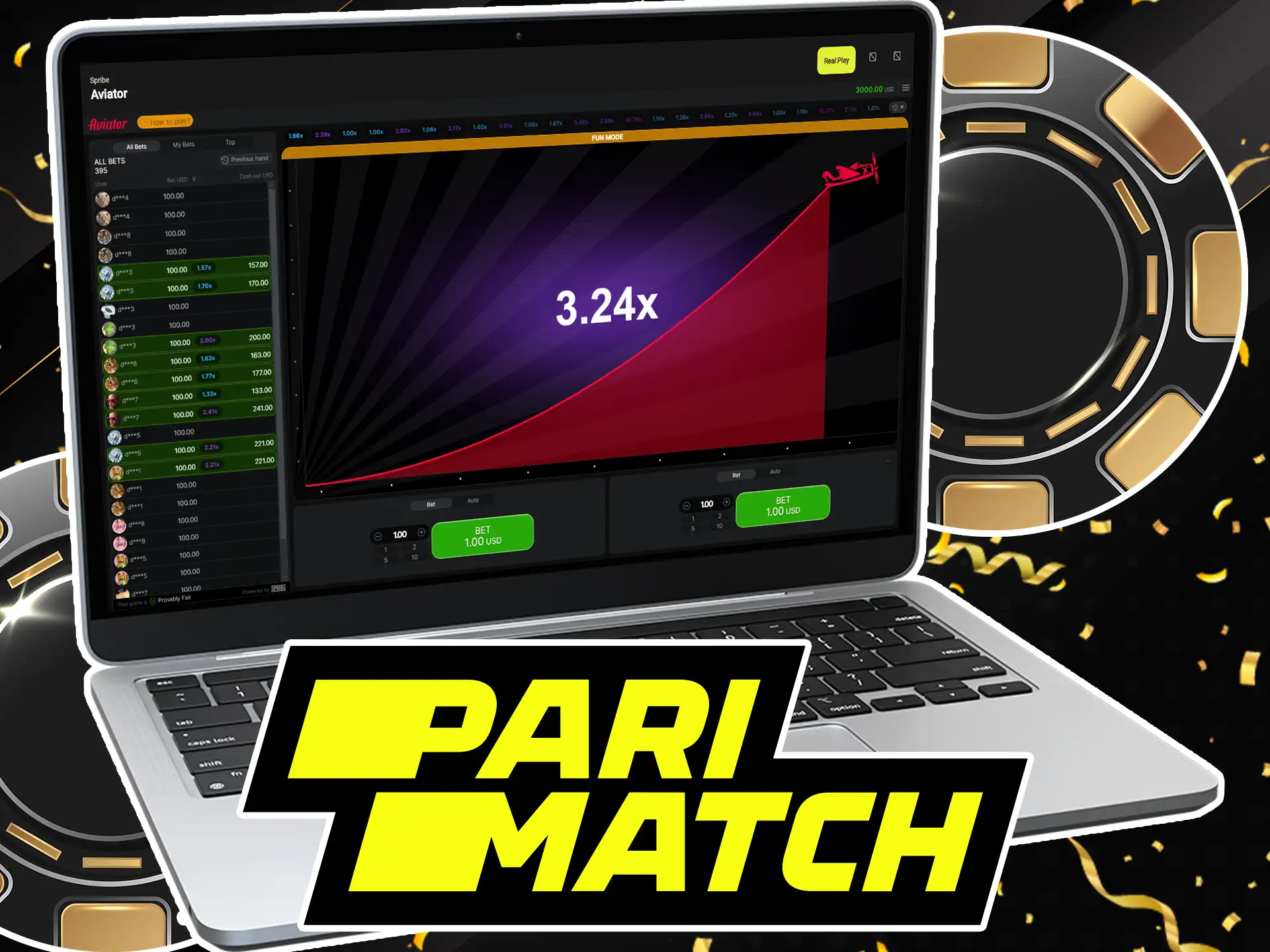 Aviator at Parimatch combines simple gameplay with the chance to win big.