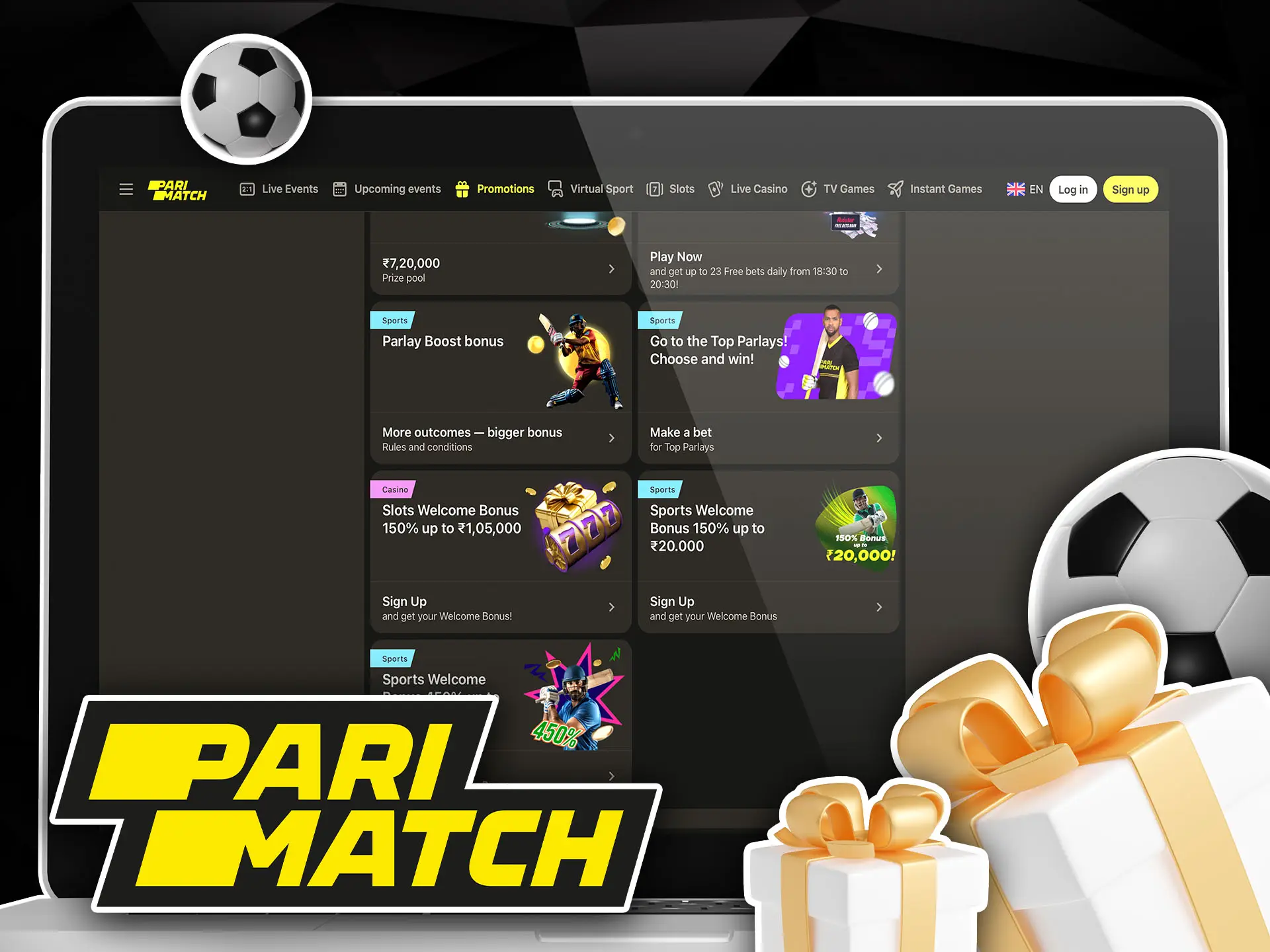 Favorable bonuses to start betting on soccer at Parimatch.