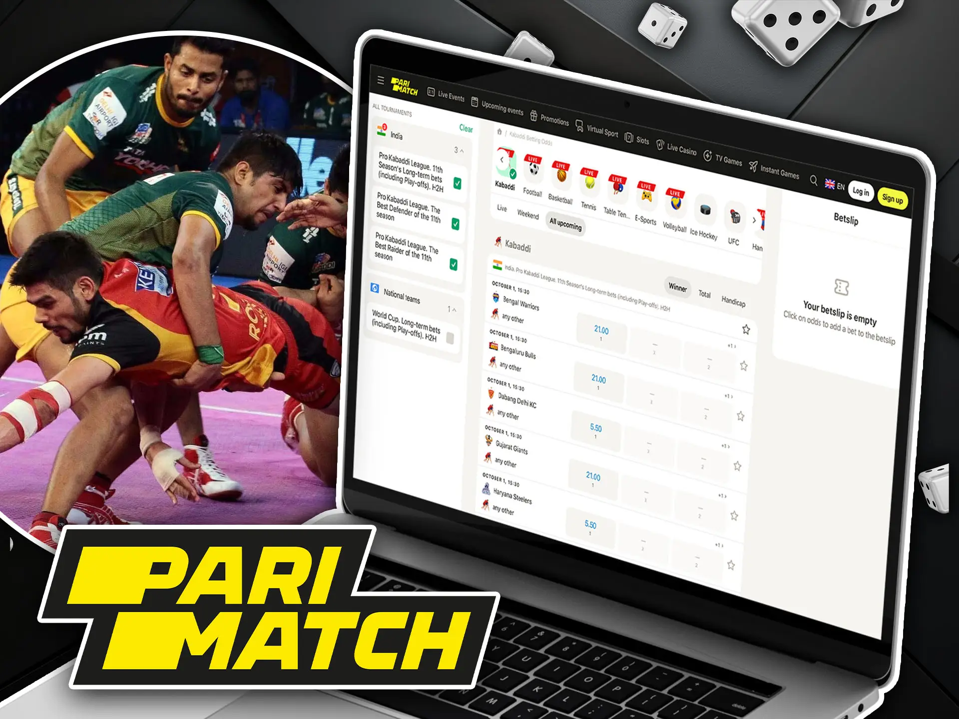 Choose the best kabaddi tournaments at Parimatch.