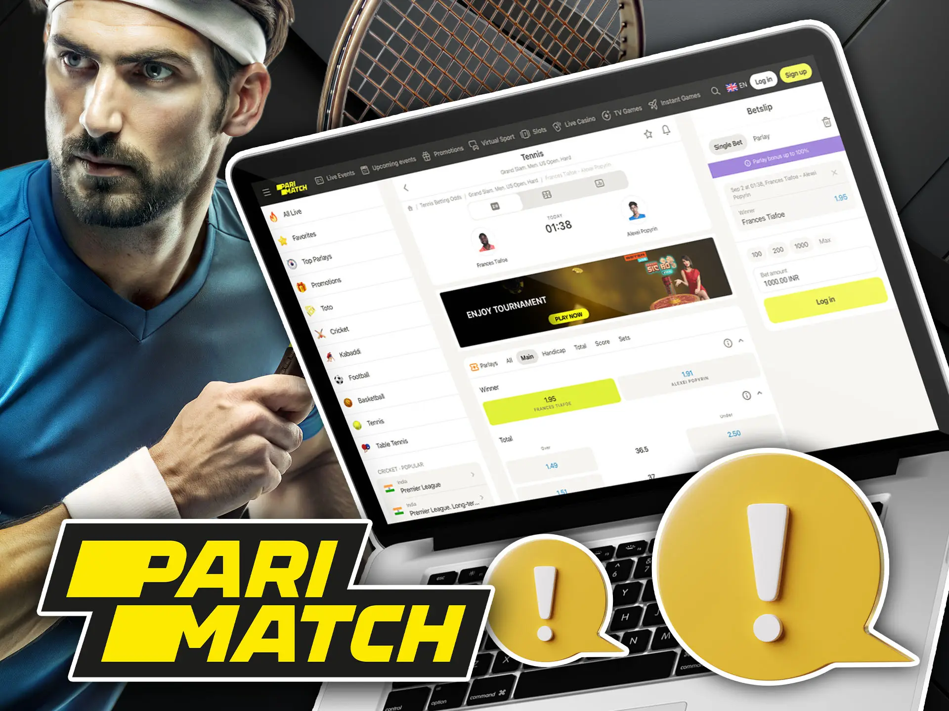 Try new ways to bet on tennis at Parimatch.