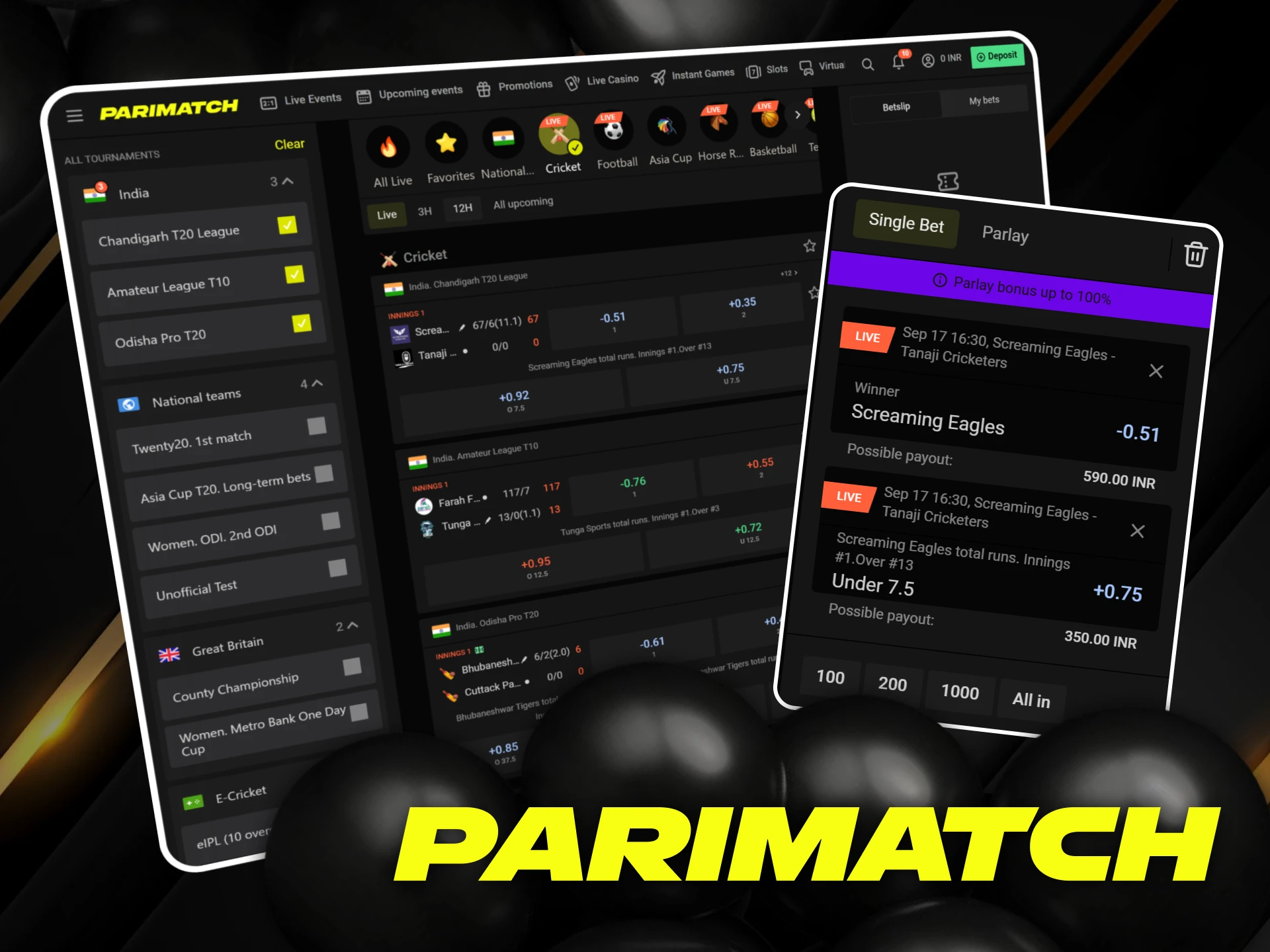 What betting options does Parimatch online casino offer to players.