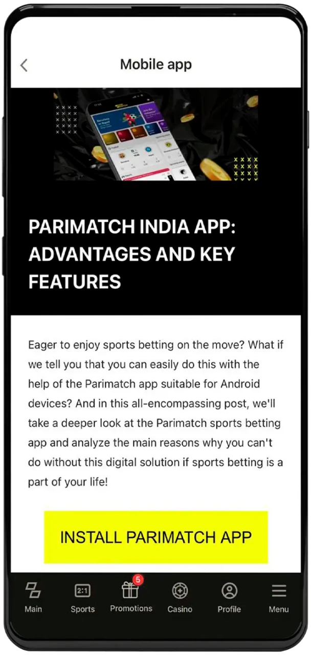 Download the Parimatch android file for India.