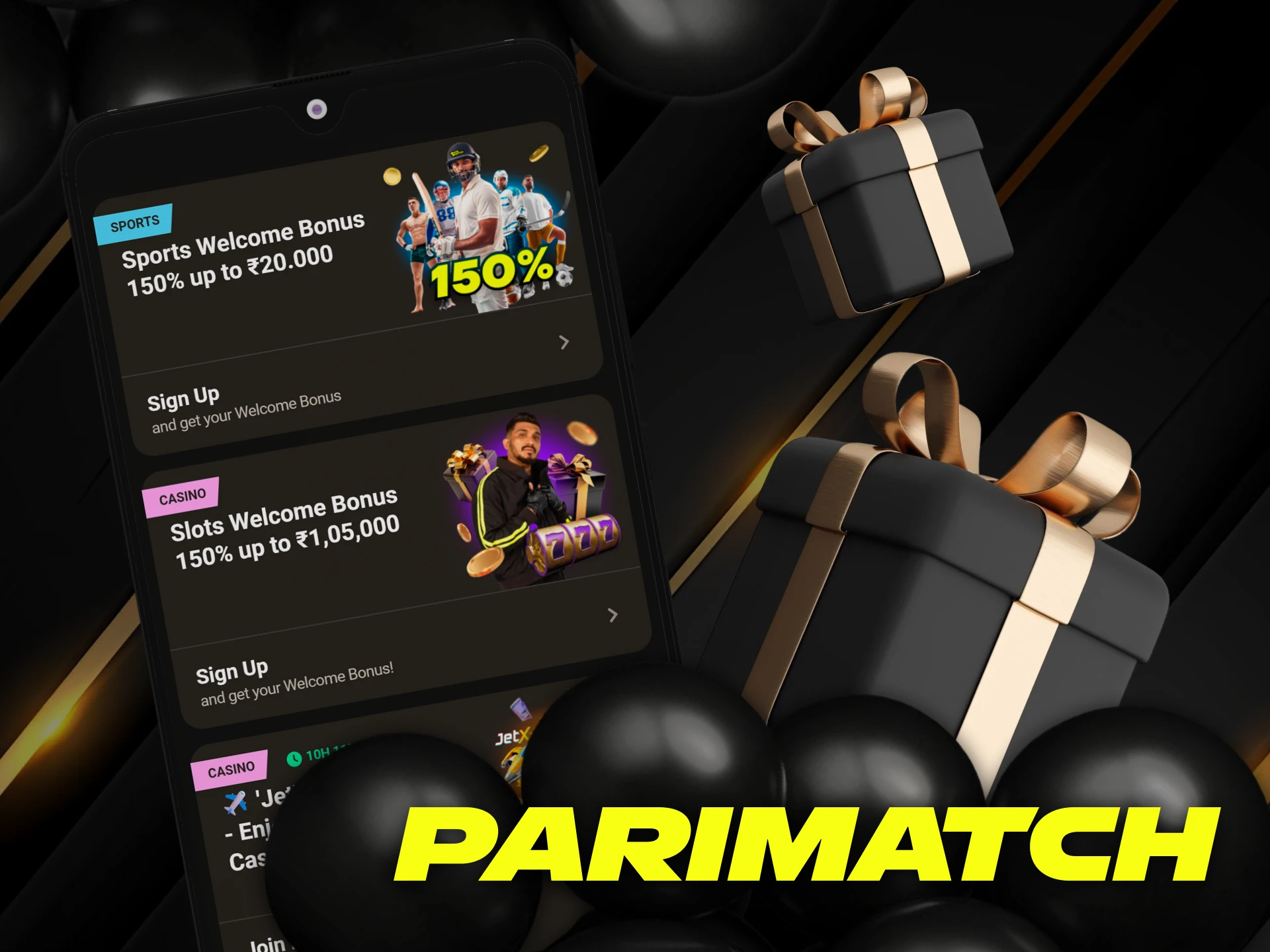 Sports bonus in the Parimatch app for India.