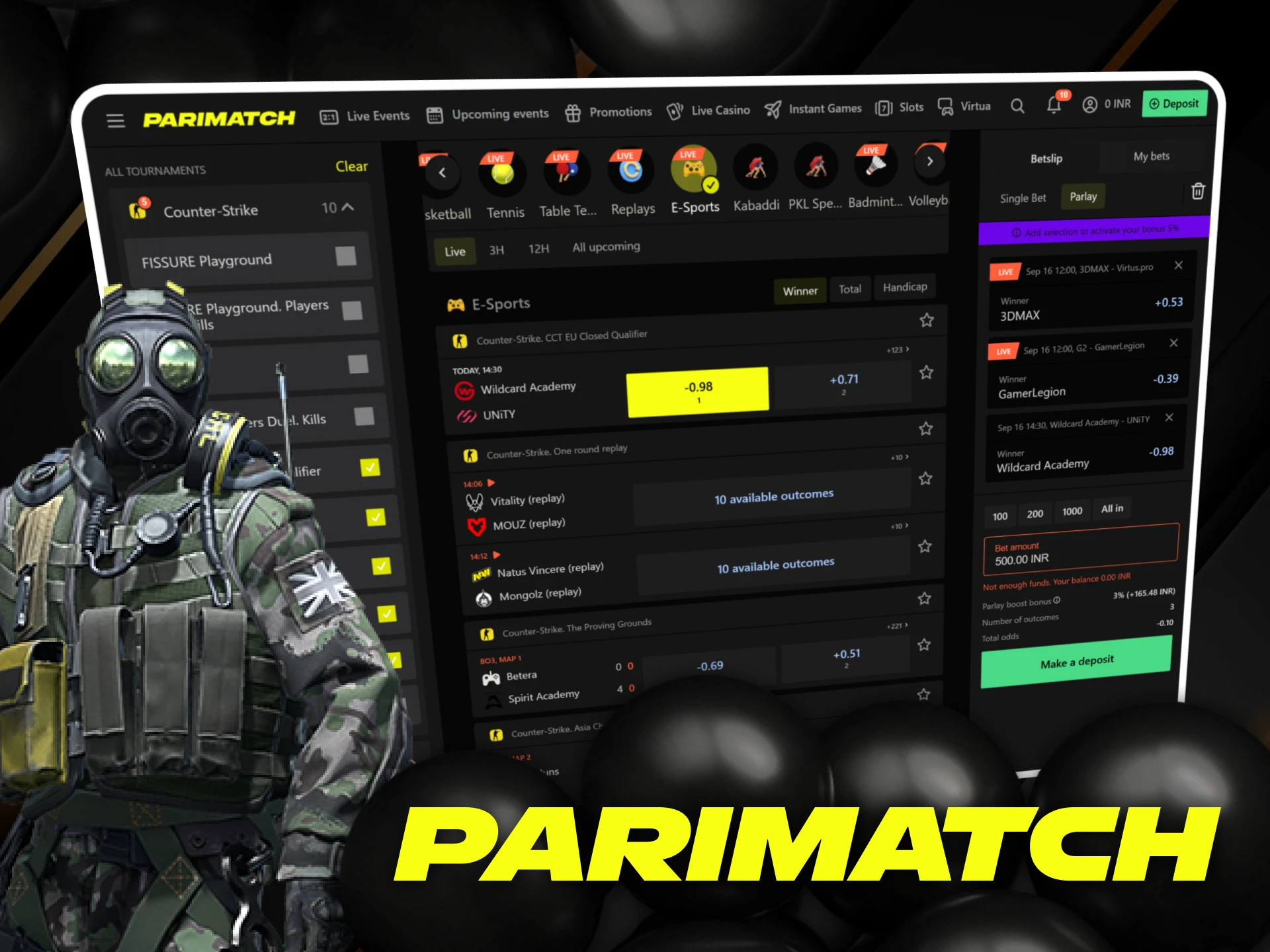 The best Counter-Strike tournaments only at Parimatch.