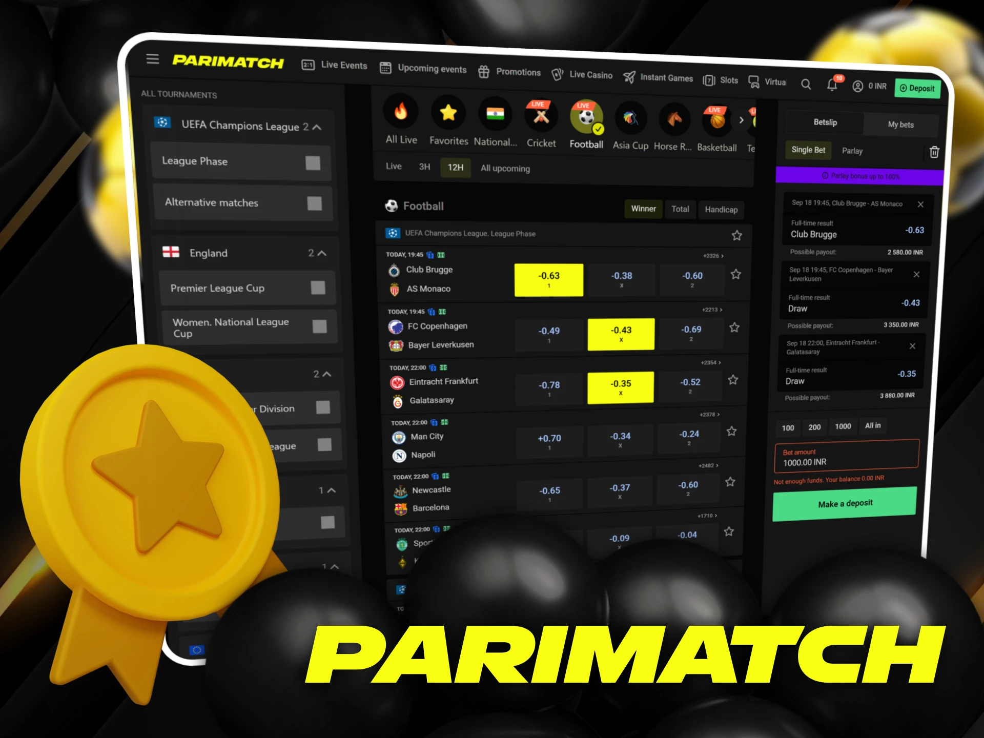 Types of benefits for soccer betting at Parimatch.