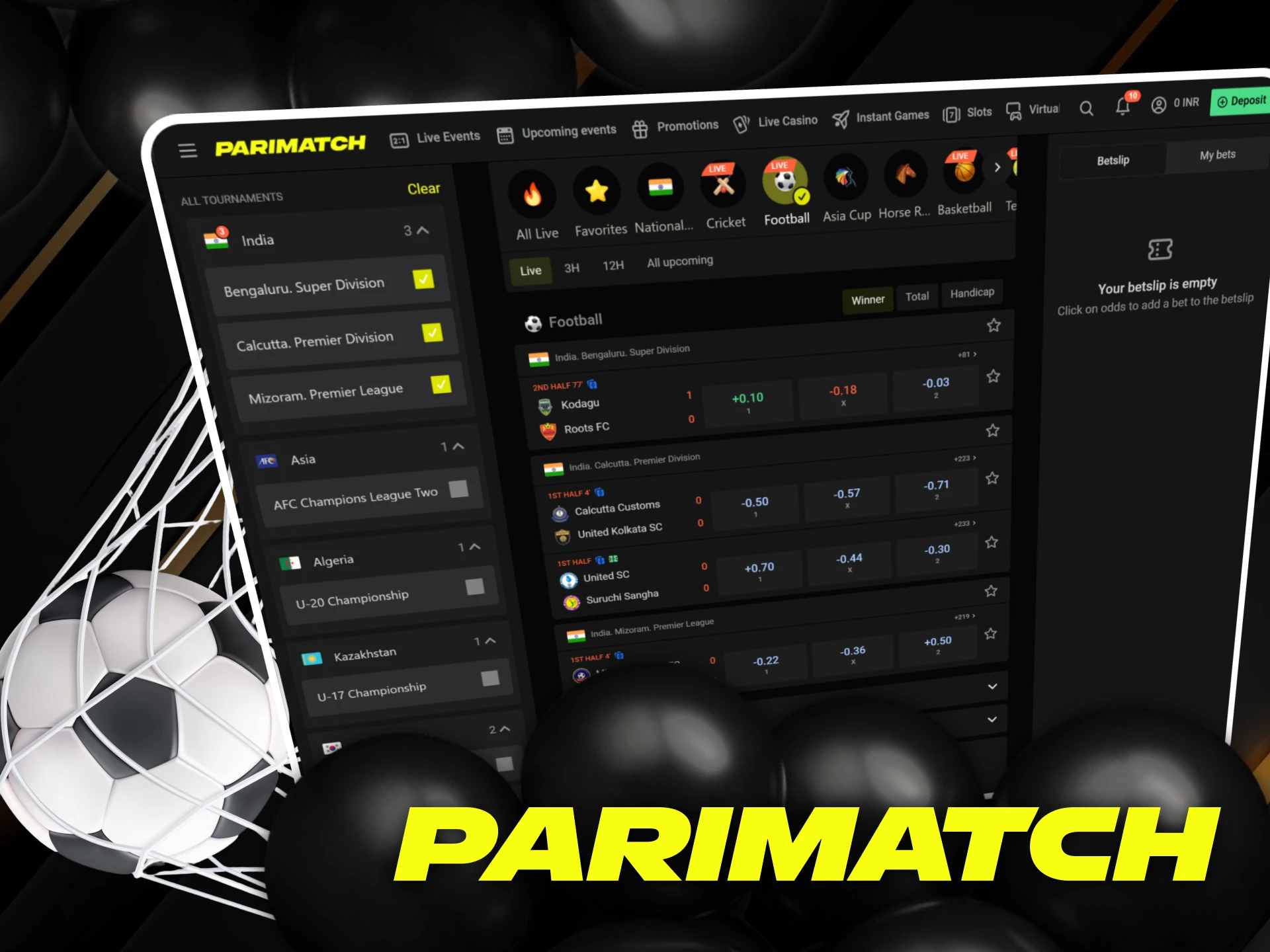 Place live soccer bets at Parimatch.