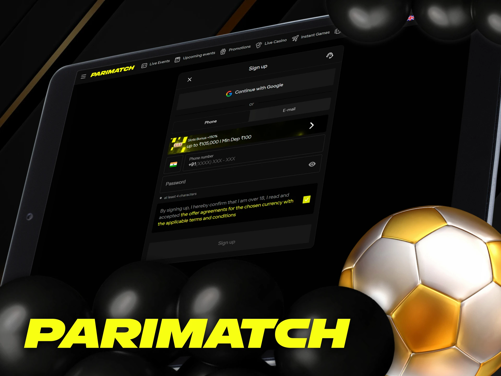 Sign up and make your first deposit for soccer betting at Parimatch.