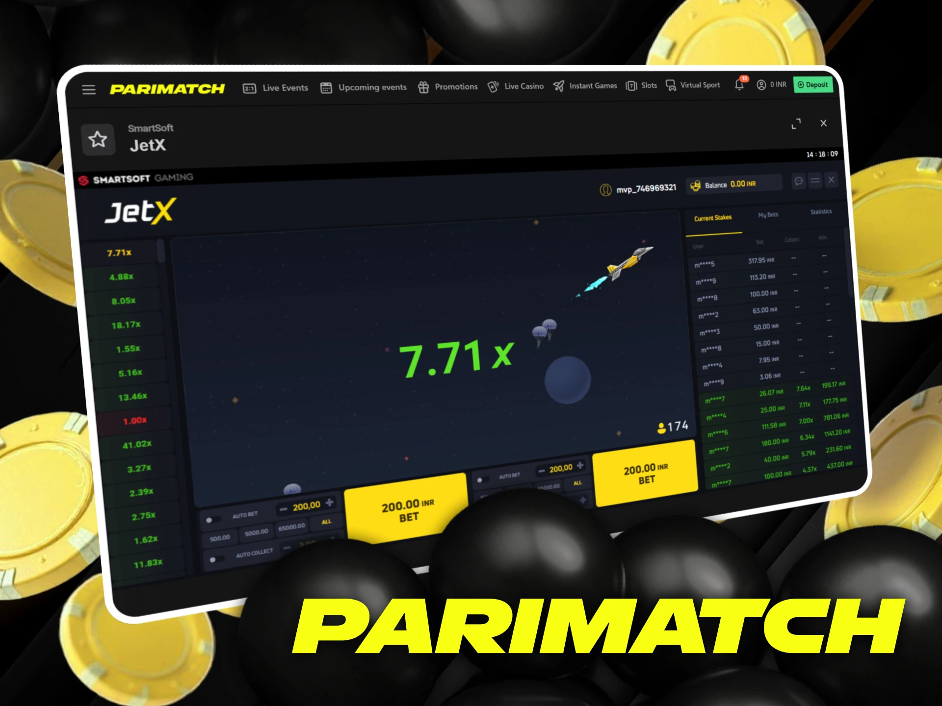 Jet-X is a thrilling crash game on Parimatch that's easy to learn.