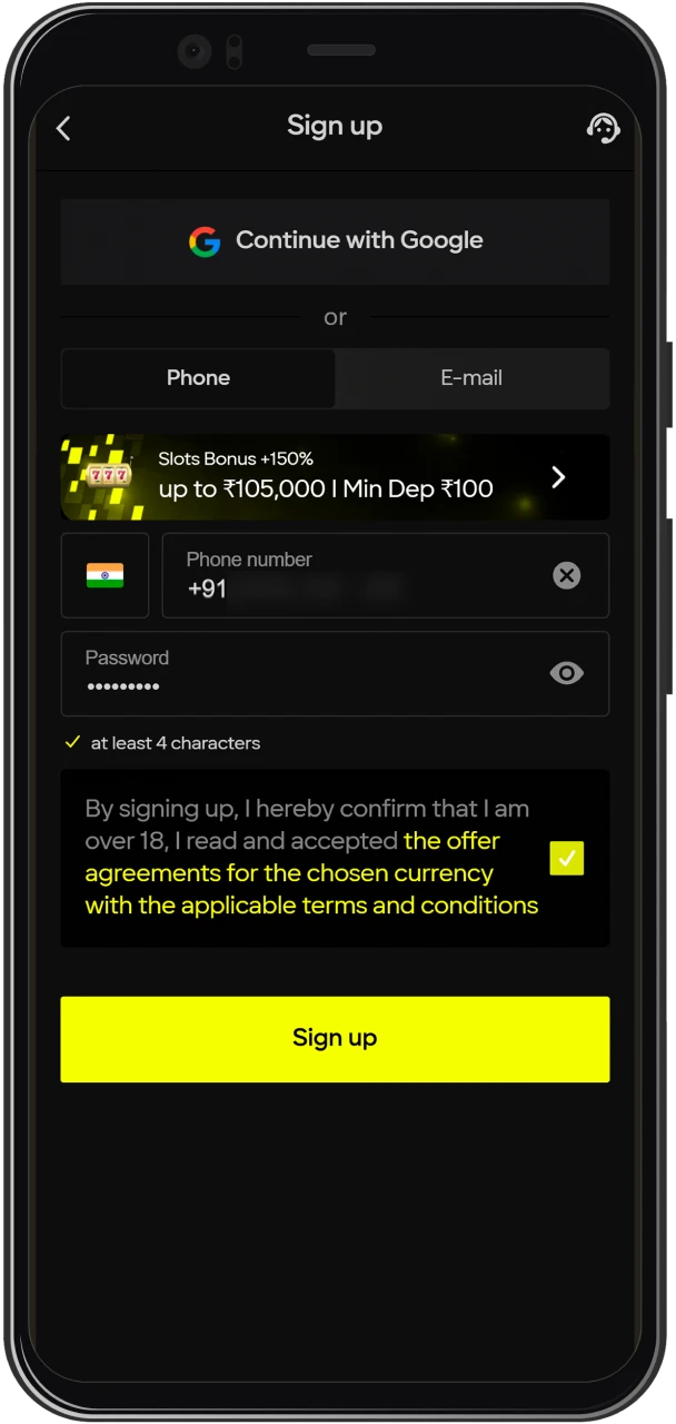 Complete your Parimatch registration in India.