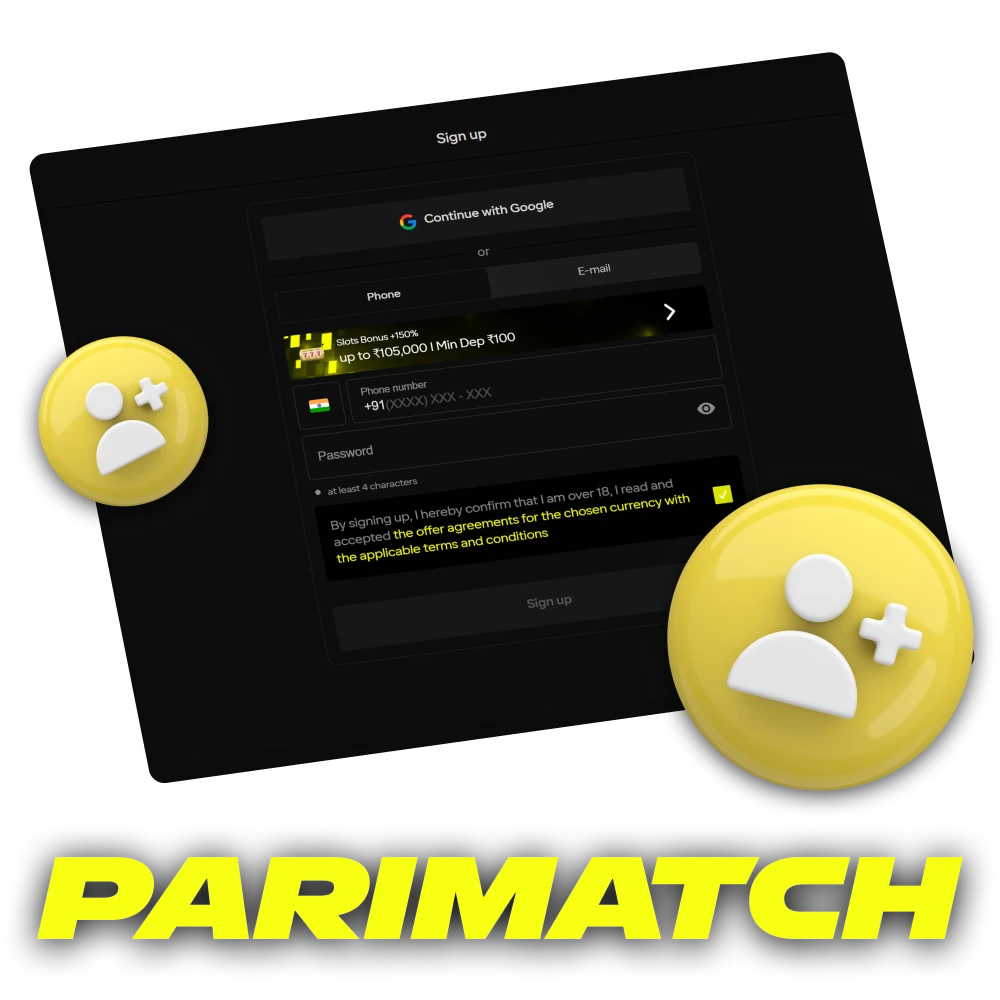 Registration in Parimatch for India.