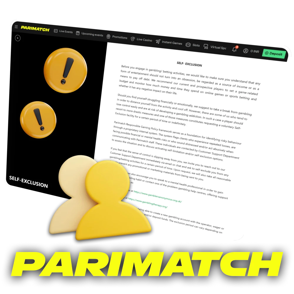Self-Exclusion in Parimatch in India.