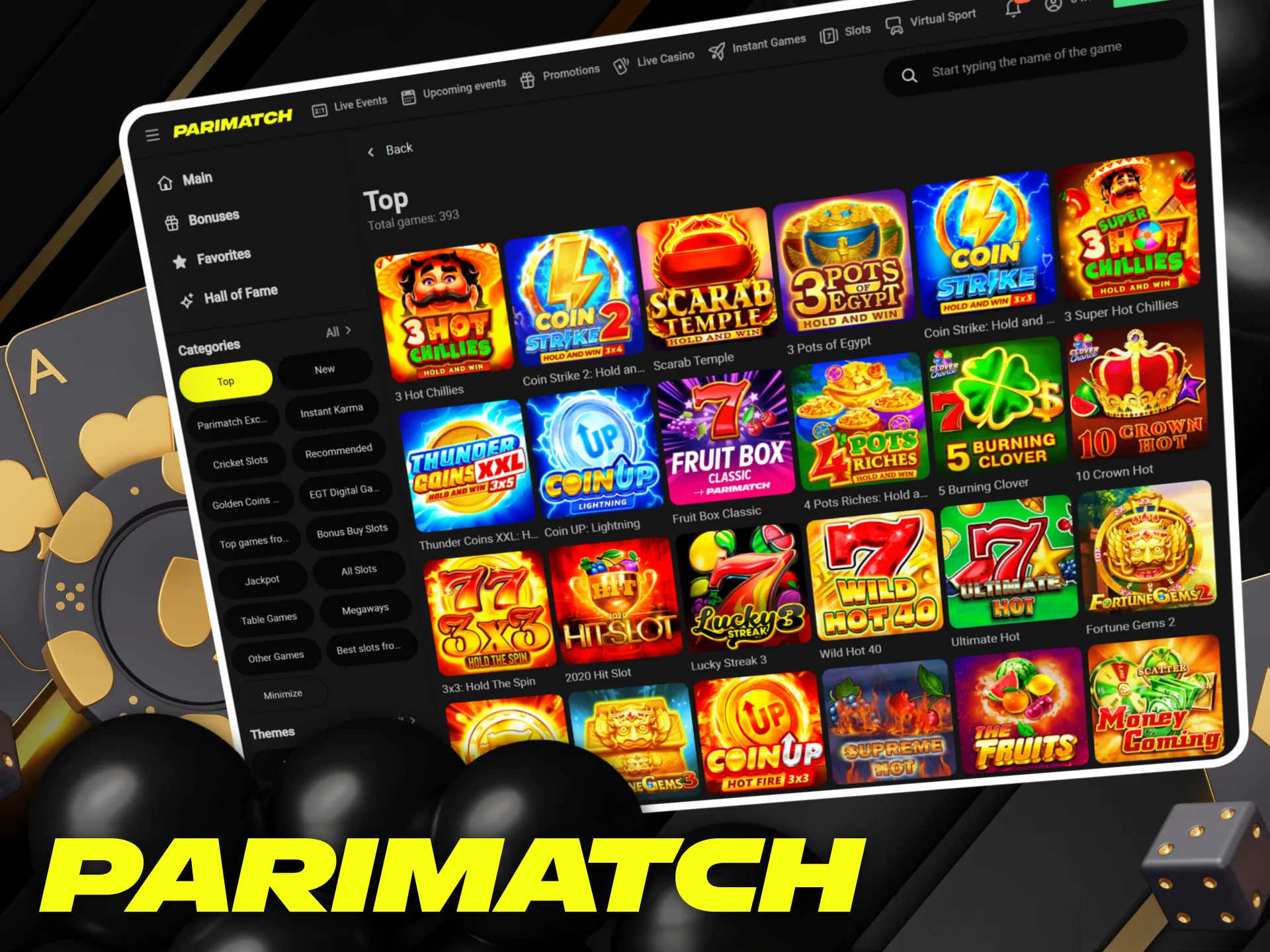 Main advantages and benefits for playing slots at Parimatch.