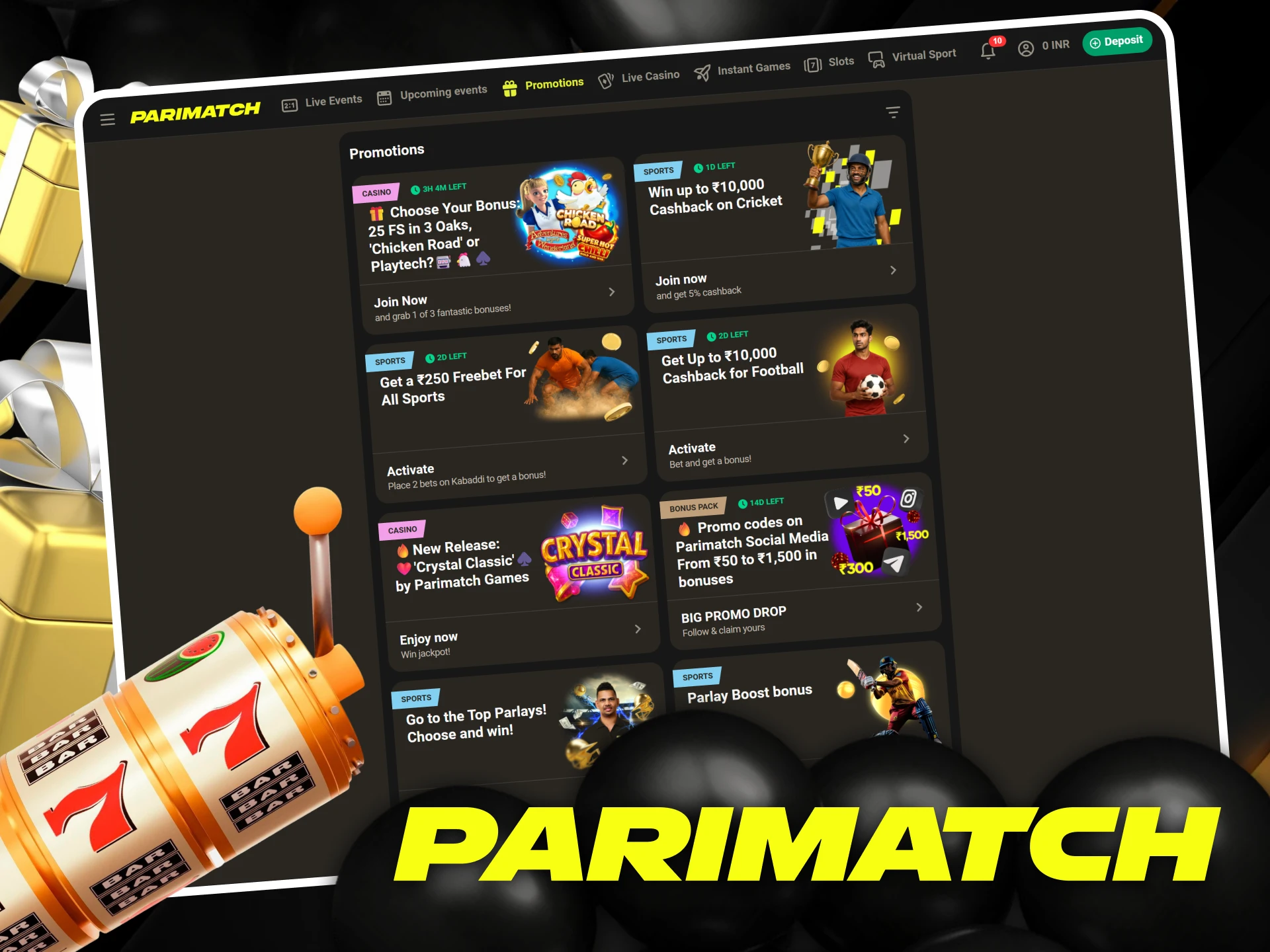 The best bonuses to start playing slots at Parimatch.