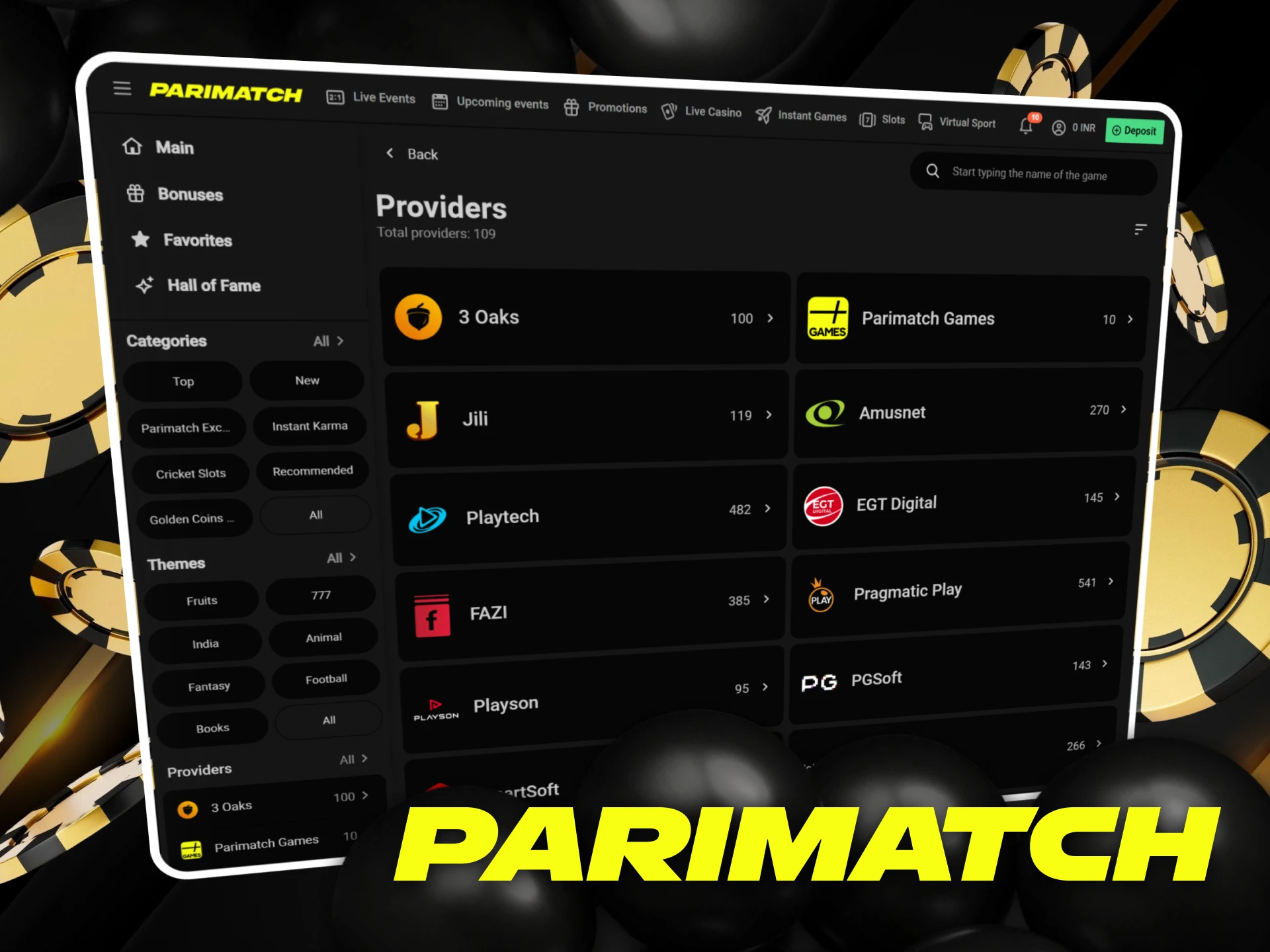 Choose the best provider to play slots at Parimatch.