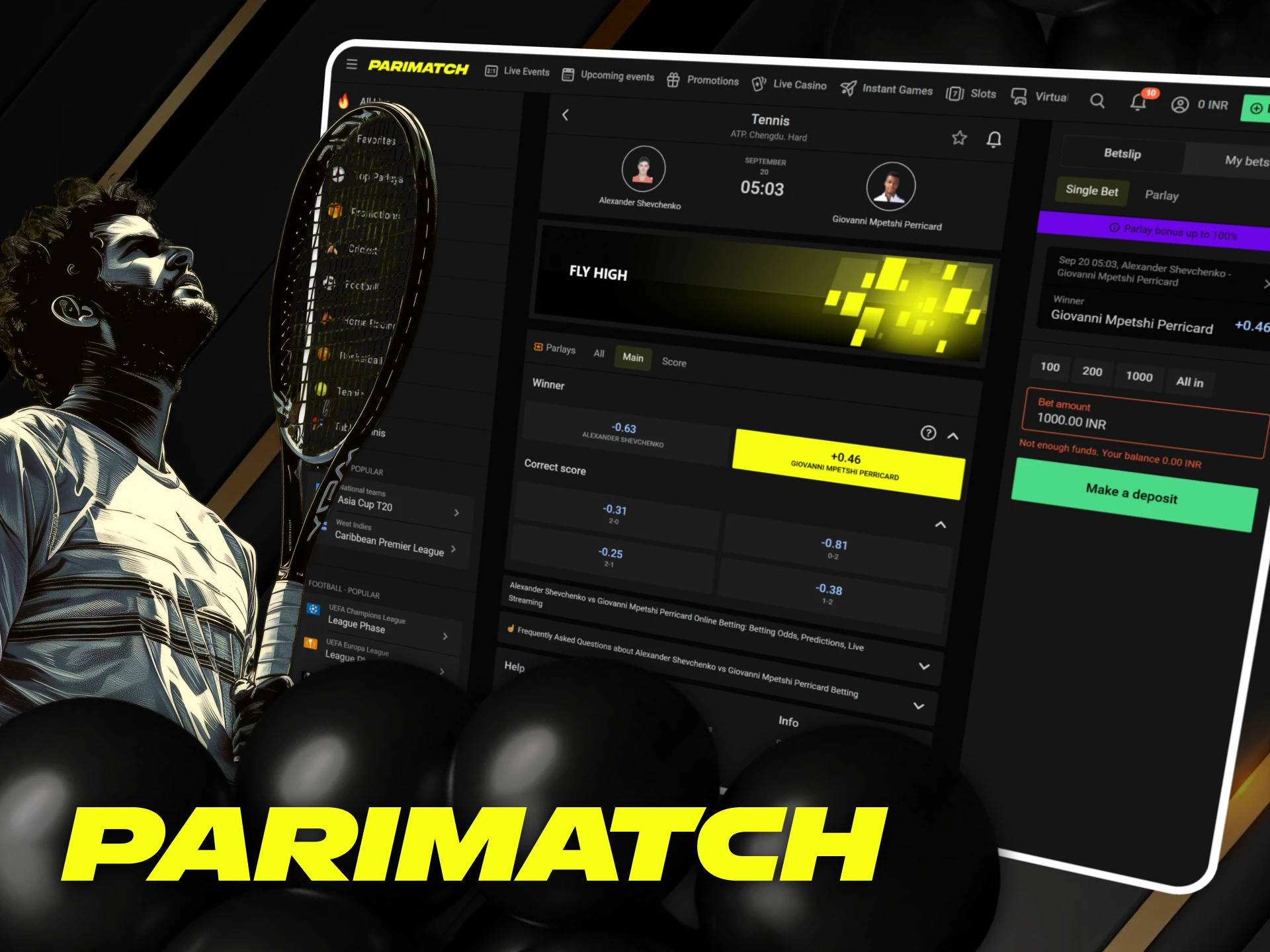 Try new ways to bet on tennis at Parimatch.