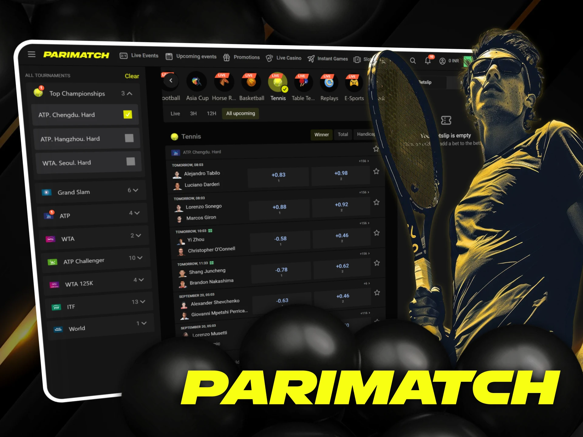 Bet on the most famous tennis championships at Parimatch.