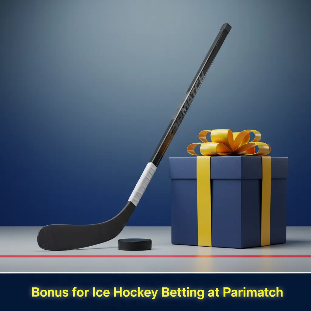 Parimatch promo banner for ice hockey betting welcome bonus; new users eligible. Terms apply: deposit and wagering required