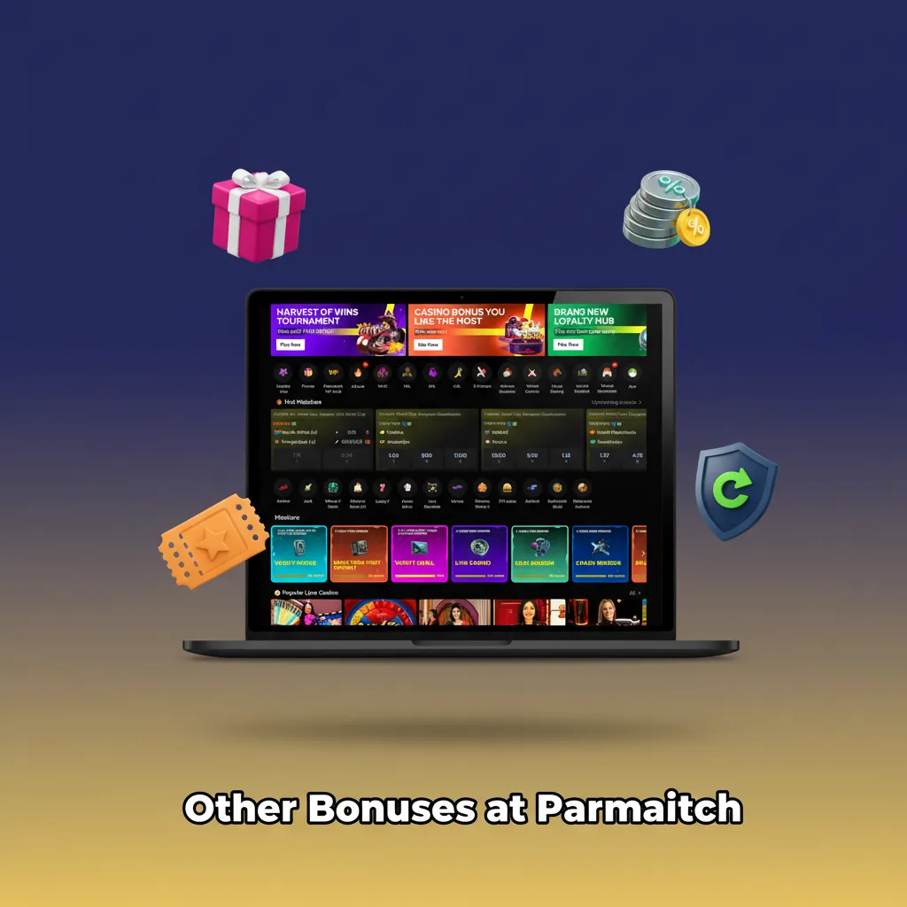 Other bonuses at Parimatch: reload bonus, free bets, casino free spins, weekly cashback, and app-only deals.