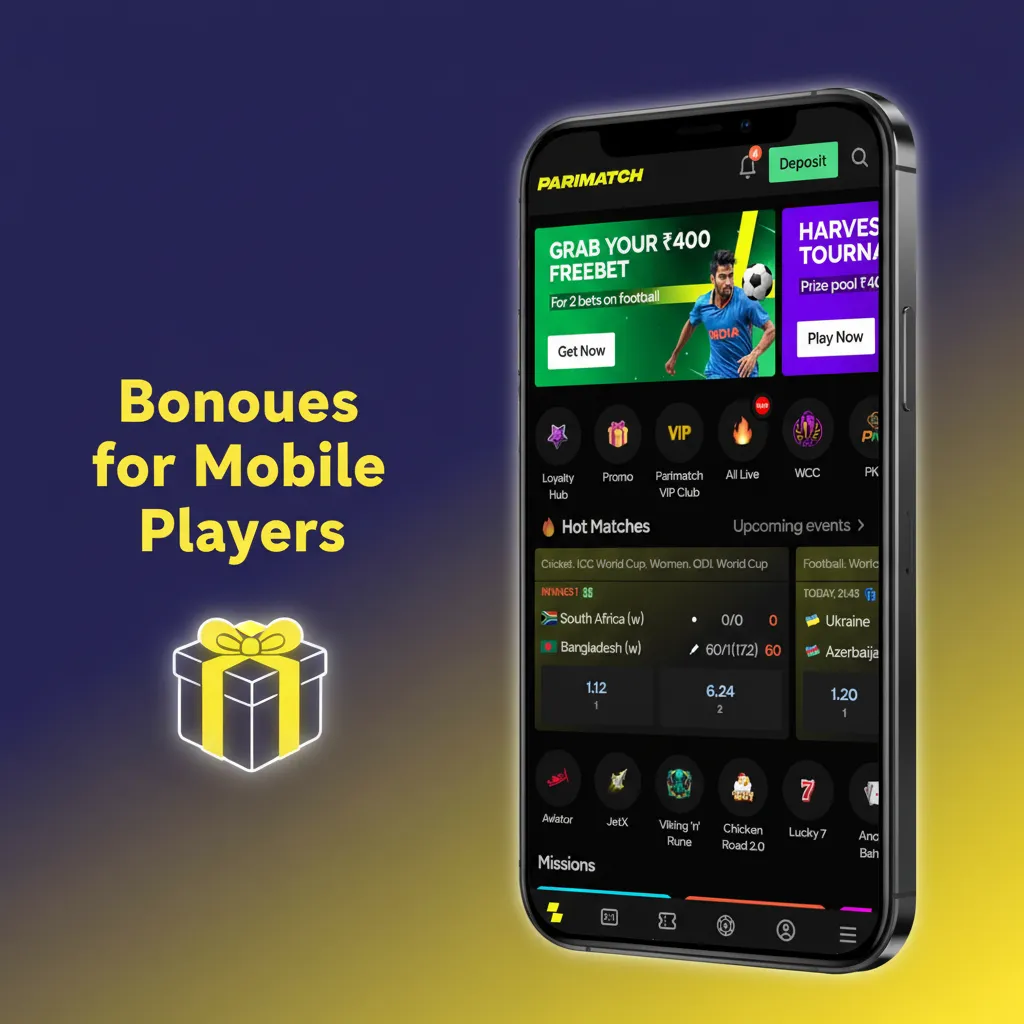 Mobile bonuses: 150% up to INR 30,000 welcome, 50% reload, and sports free bet on a smartphone screen.