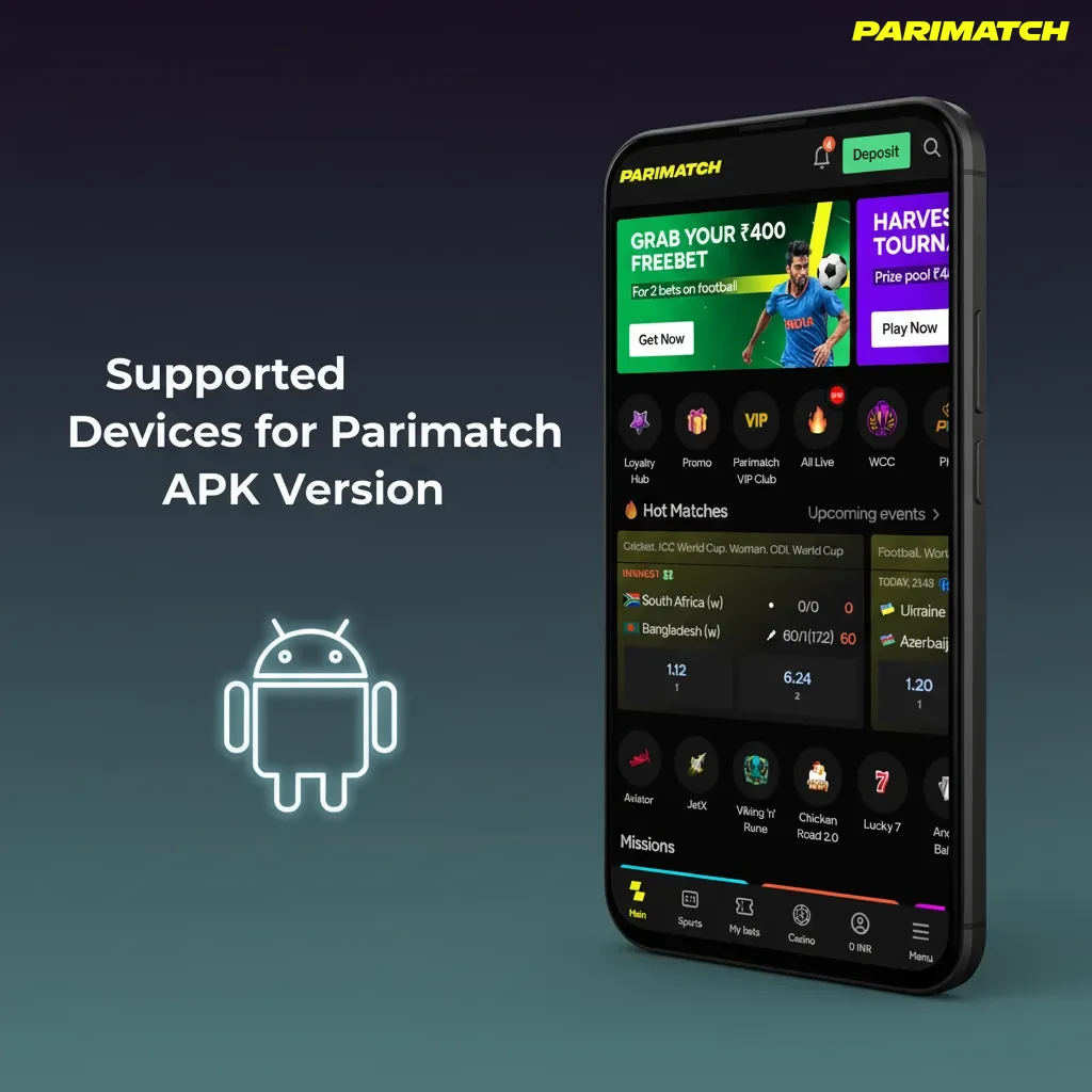 Parimatch APK supports popular Android brands in India: Samsung, OnePlus, Oppo, Google, Xiaomi; budget models too.