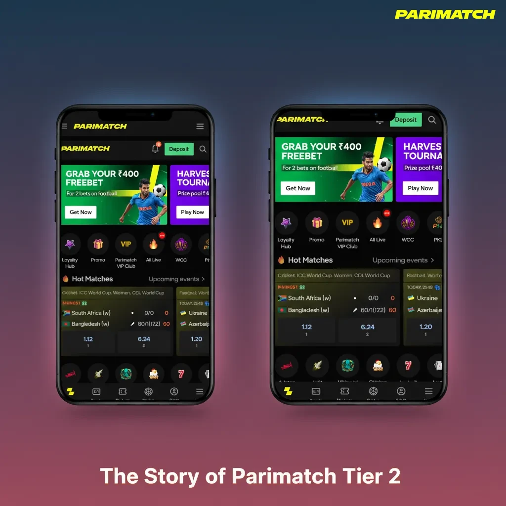 Parimatch Tier 2 story graphic showing 1990s roots, India launch timeline, licensing details, and responsible betting focus