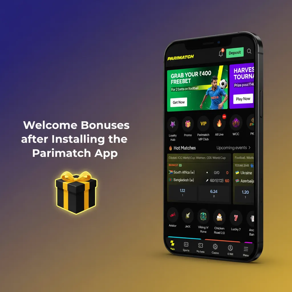Parimatch app welcome bonus India: 150% up to ₹30,000 on first deposit; sports or casino; free bets, free spins.