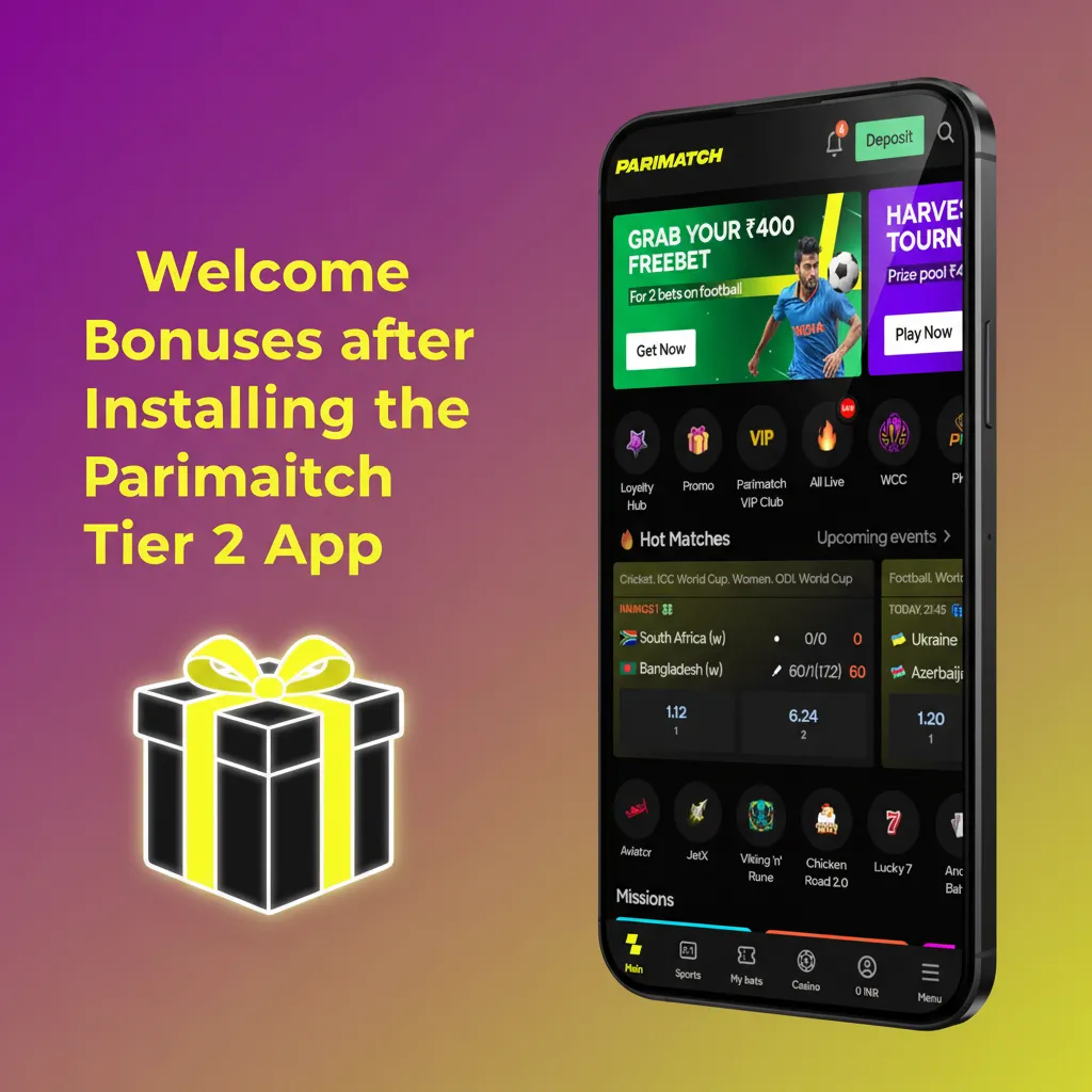 Parimatch Tier 2 app promo: 150% first deposit up to INR 30,000; casino & sports offers, boosts, cashback, tournaments.
