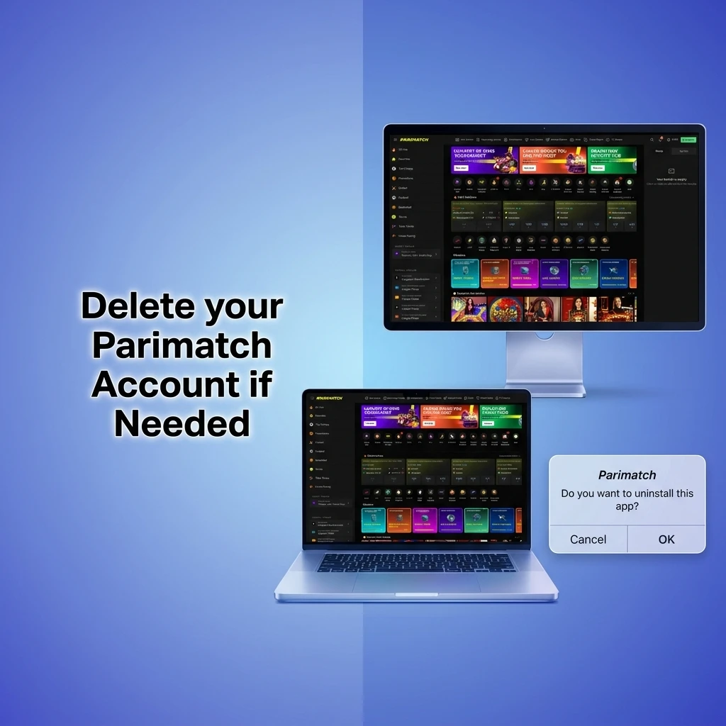 Steps to delete your Parimatch account including withdrawing balance, contacting support, and confirming identity