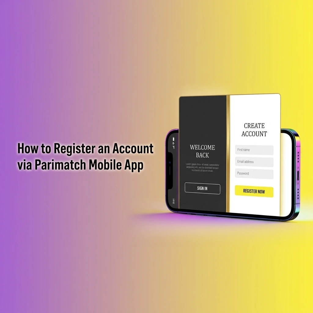 Parimatch mobile app account registration screen showing sign-up steps for Indian users with INR currency option