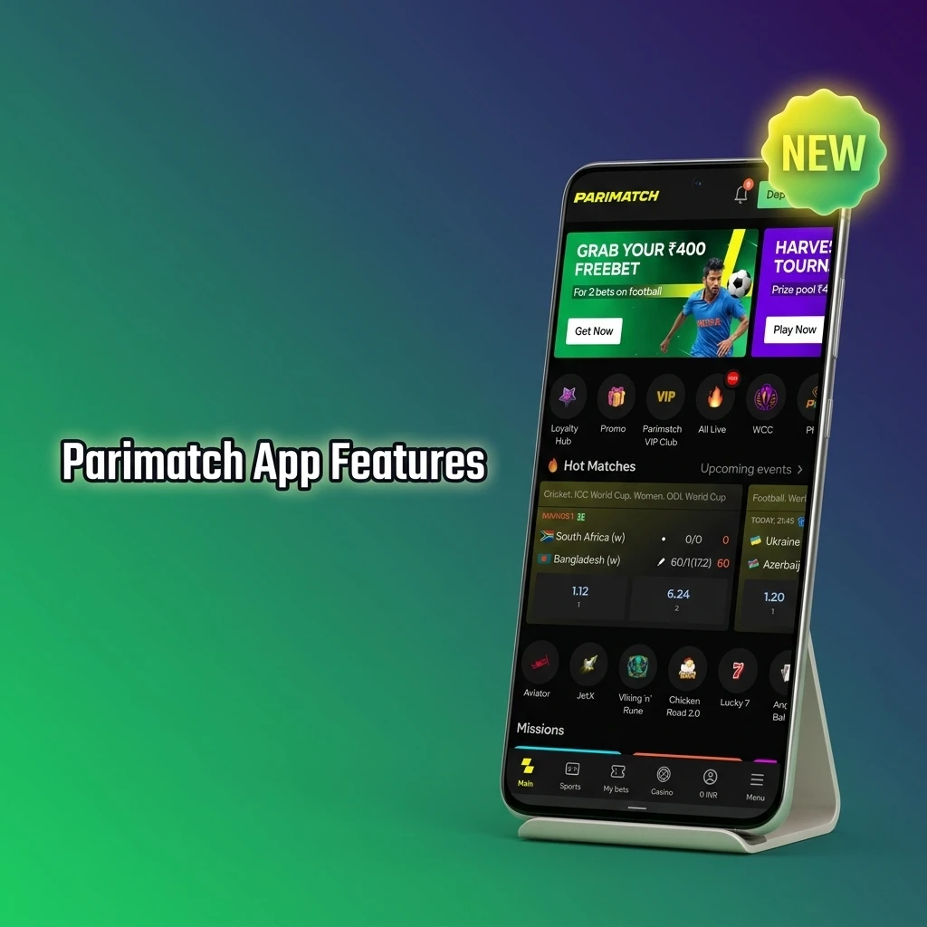 Parimatch app features for Indian bettors including live betting, casino games, UPI deposits, and push notifications