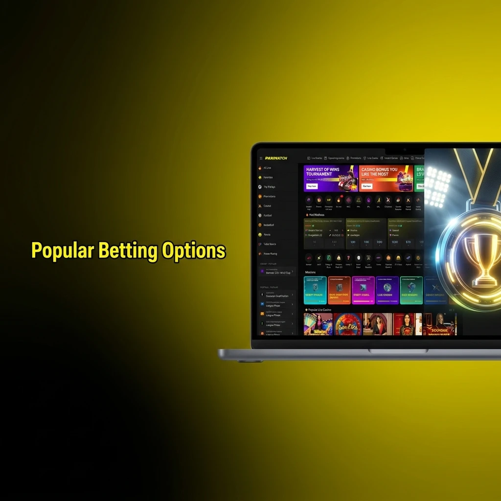 Parimatch popular betting options including prematch, live in-play, and multi accumulator bets for sports markets